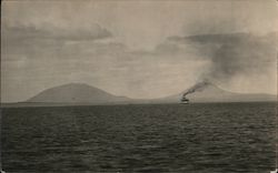 Ship Steaming with Island Mountains in Distance Steamers Postcard Postcard Postcard