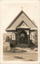 a Small Old Church with a Celtic Cross Postcard