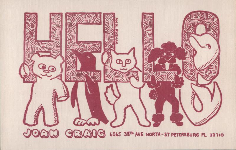 Joan Craig 1986 St. Petersburg Florida Post Card Clubs, Collecting, Deltiology