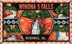 Winona 5 Falls, Self-Stick Post Card Bushkill, PA Postcard Postcard Postcard