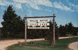 Sign at Entrance, Regular Baptist Youth Camp Lake Ann, MI Postcard Postcard Postcard