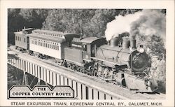 The Copper Country Route, Steam Excursion Train, Keweenaw Central Railway Calumet, MI Postcard Postcard Postcard