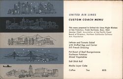 United Air Lines Custom Coach Menu Airline Advertising Postcard Postcard Postcard