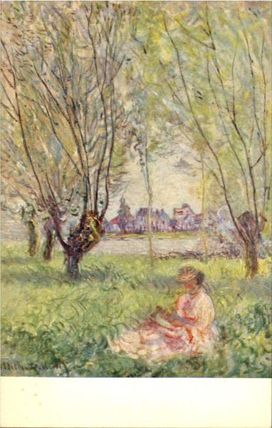 WOMAN SEATED UNDER THE WILLOWS by Monet Art