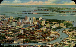 Downtown Miami, Showing Miami River And Biscayne Bay Florida Postcard Postcard