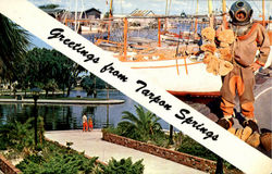 Sponge River And Sponge Boats Tarpon Springs, FL Postcard Postcard