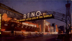 Reno Arch At Night Nevada Postcard Postcard