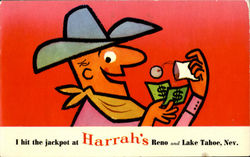 I hit the jackpot at Harrah's Reno and Lake Tahoe, Nev. Postcard