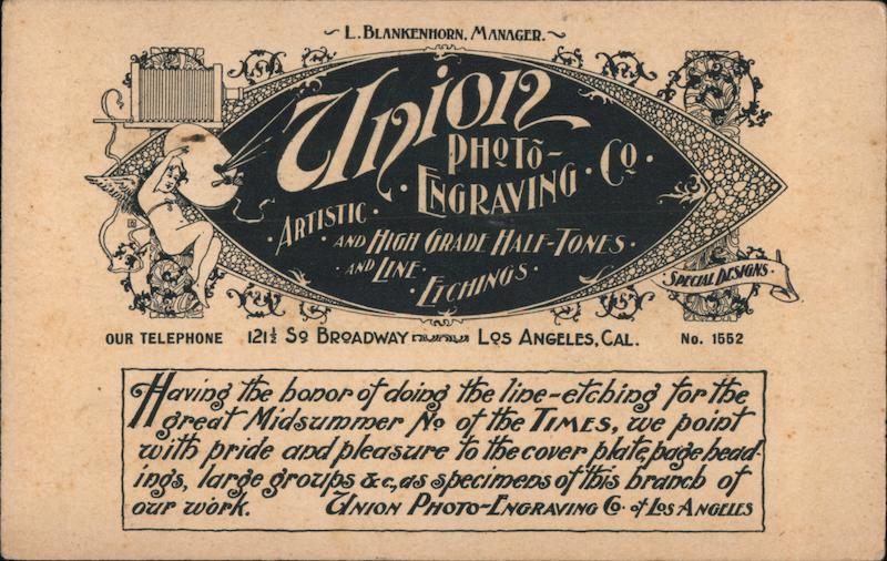 Union Photo Engraving Co. Los Angeles California Advertising