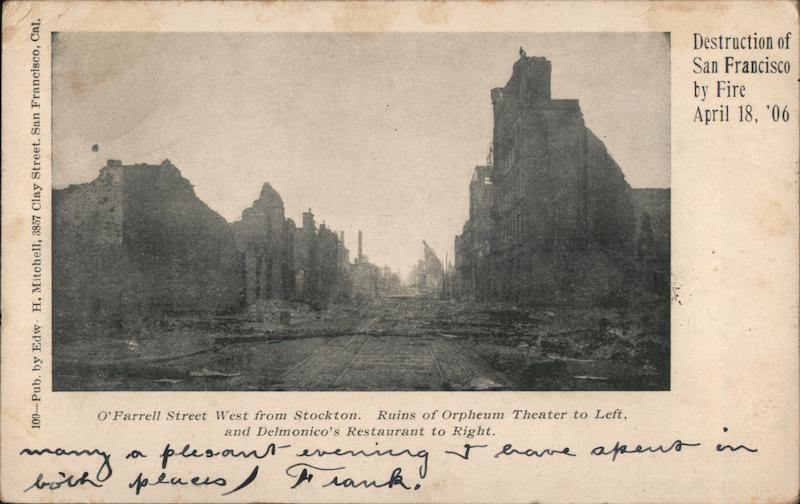 Destruction by Fire April 18, 1906 - O'Farrell Street West from Stockton San Francisco California