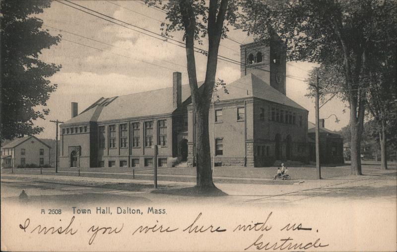 Town Hall Dalton, MA Postcard