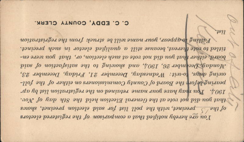 Voter Registration C. C. Eddy, County Clerk Durango Colorado