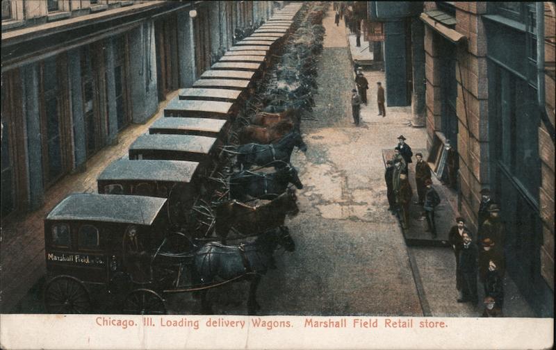 Loading Delivery Wagons Marshall Field Retail Store Chicago Illinois