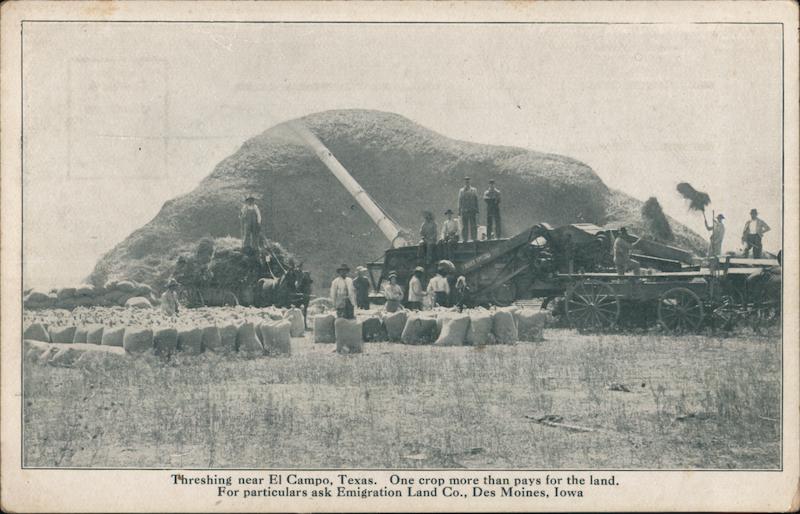 Threshing near El Campo. Texas. One Crop more than pays for the land.