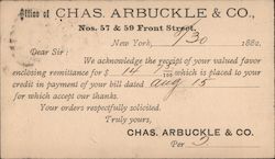 Receipt from Chad. Arbuckle & Co New York City, NY Postcard Postcard Postcard