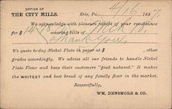 Office of the City Mills Remittance Receipt Postcard