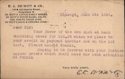 Reciept from E.C. Dewitt & Co. Chicago, IL Postcard Postcard Postcard