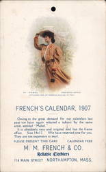 M. M. French & Co. Reliable Clothiers - French’s Calendar, 1907 Postcard