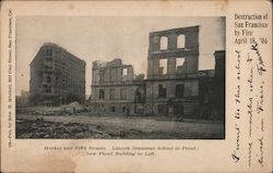 Market and Fifth Streets Destruction from San Francisco Fire Postcard