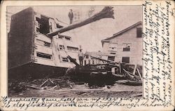 View of Johnstown Flood, Tree Floated Through House Postcard