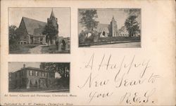 All Saints' Church and Parsonage Chelmsford, MA Postcard Postcard Postcard