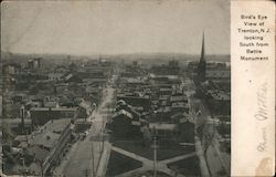 Bird's Eye View of City, Looking South From Battle Monument Postcard