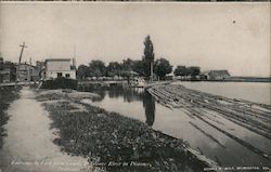 Entrance to Lock from Canal, Delaware River in Distance Postcard