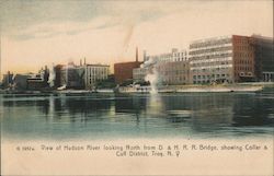 View of Hudson River Looking North From D & H.R.R. Bridge, Showing Collar & Cuff District Postcard