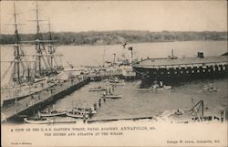 View of the U.S.S. Santee's Wharf, Naval Academy Annapolis, MD Postcard Postcard Postcard