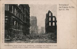 Destruction by Fire April 18, 1906 - Montgomery Street South from California Postcard