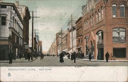 Looking Along Main Street Bridgeport, CT Postcard Postcard Postcard