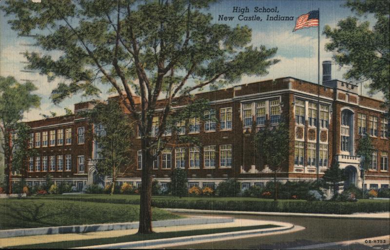 High School New Castle, IN Postcard