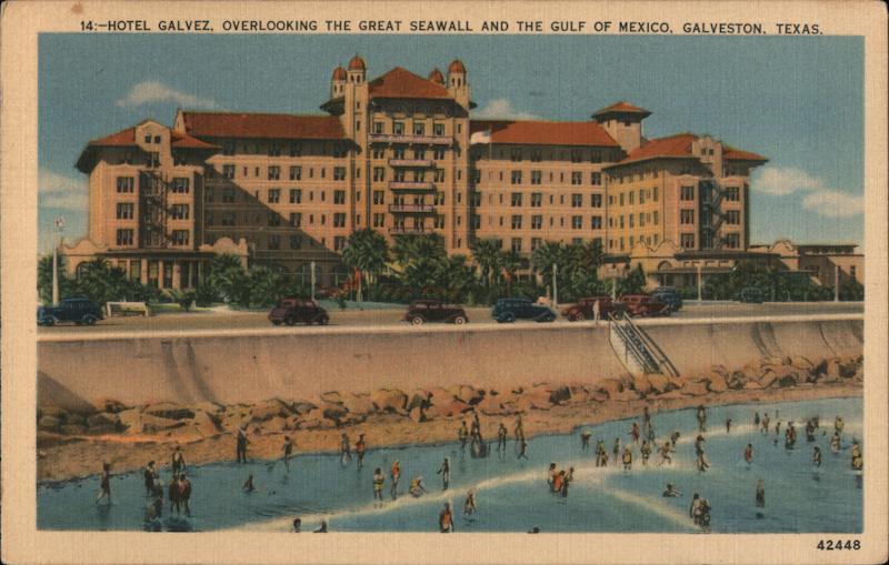Hotel Galvez, Overlooking the Great Seawall and Gulf of Mexico Galveston Texas