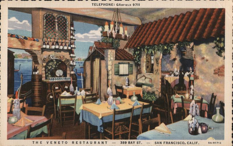 The Veneto Restaurant San Francisco California Curt Teich