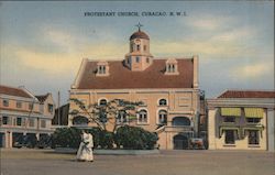 Street View of Protestant Church Curacao, NWI Caribbean Islands L. Reck Postcard Postcard Postcard