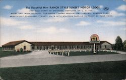 The Beautiful New Ranch Style Sunset Motor Lodge Postcard