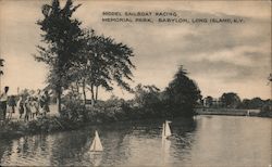 Model Sailboat Racing, Memorial Park, Long Island Babylon, NY Postcard Postcard Postcard