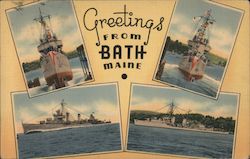 Greetings from Bath Maine Postcard Postcard Postcard