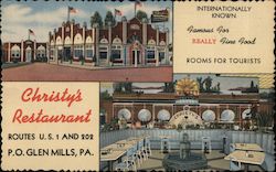 Christy's International Hotel and Restaurant Glen Mills, PA Postcard Postcard Postcard