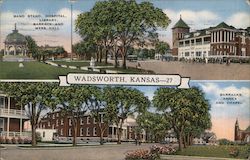 Band Stand, Hospital, Library, Barrack and Mess Hall, Barracks, Annex and Chapel Postcard