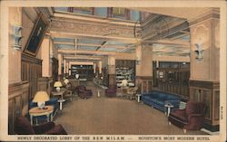 Newly Decorated Lobby, Ben Milam Hotel Houston, TX Postcard Postcard Postcard