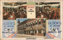 Olsen's All-American Cafe Marinette, WI Postcard Postcard Postcard