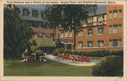 Front Entrance and Lawn, Baptist Home and Hospital Postcard