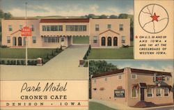 Park Motel and Cronk's Cafe Denison, IA Postcard Postcard Postcard