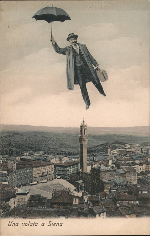 Una volata a Siena - Flying Umbrella Man Italy