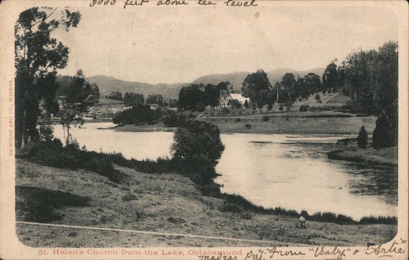 St. Helen's Church from the Lake, Ootacamund Udhagamandalam India