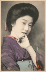Japanase young woman with typical hairstyle Postcard