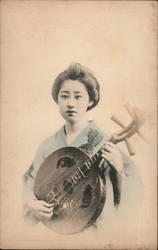 Woman with Musical Instrument Postcard