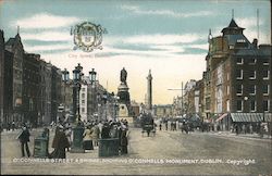 O'Connells Street & Bridge, showing O'Connells Monument Postcard