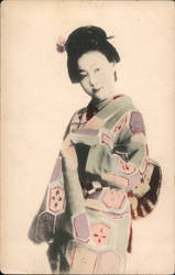 Japanese Girl in Kimono Postcard Postcard Postcard